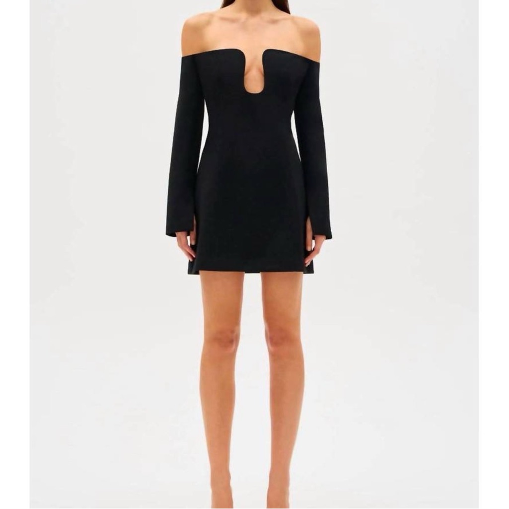 Misha Black Off-Shoulder Dress